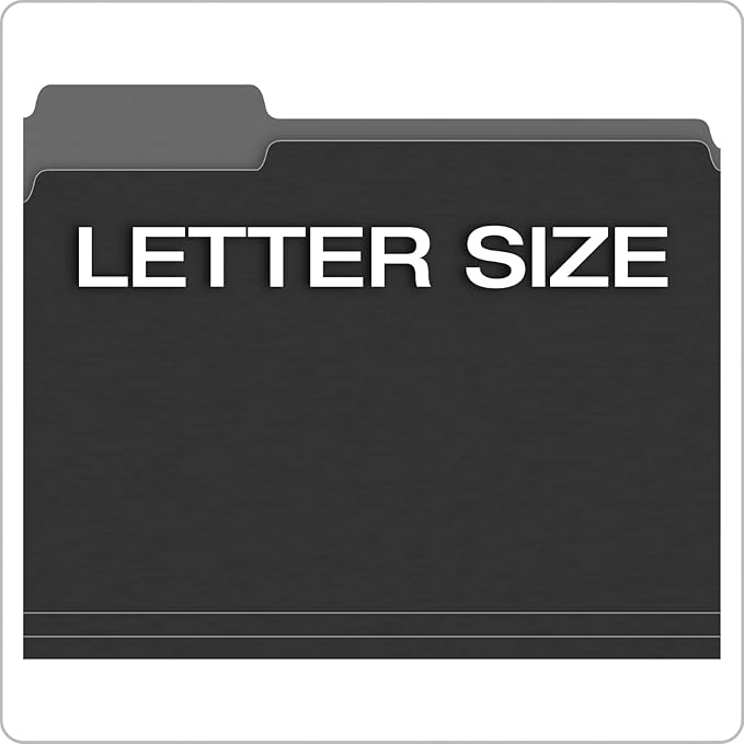 Pendaflex Letter Size Black File Folders, 1/3-cut Tab - 100 Pack