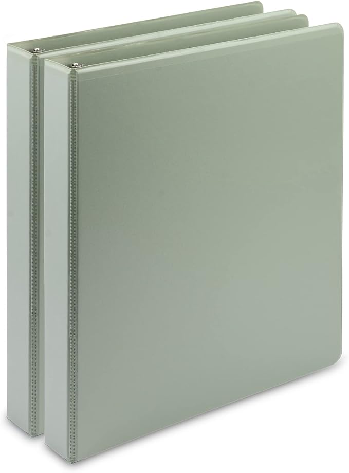 Samsill Plant-Based 1 Inch Durable D-Ring, Made in USA, View Binder, Eco-Friendly, USDA Certified Biobased, 2 Pack, Sage Green