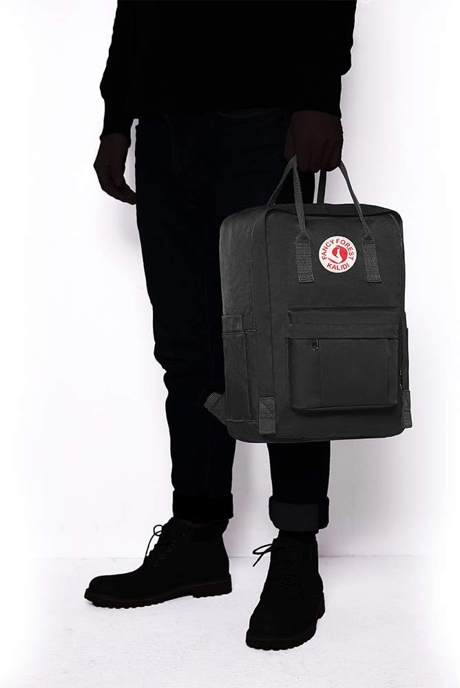 KALIDI Casual Laptop Backpack 15 Inches Classic Camping Rucksack Travel Outdoor Square Daypack College Hiking Gym Bag, Black