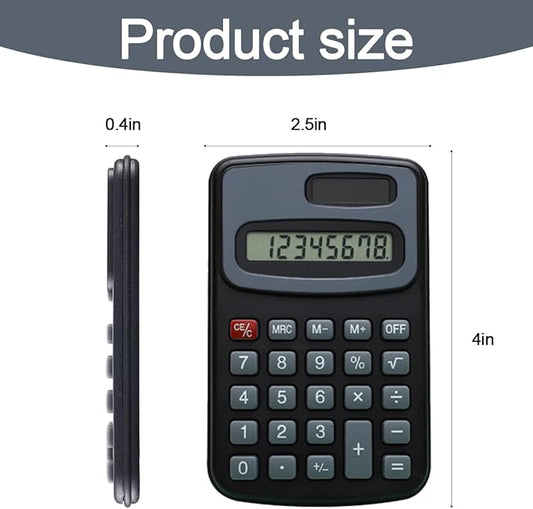 50 Pcs Small Basic Calculators Mini Calculator Pocket, 4 Function Calculator 8 Digit Display Basic Calculators for Office School and Home (Black)