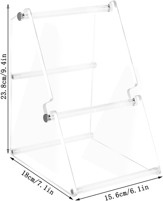 (2 Tier Acrylic Label Paper Stand) Label Roll Holder for Rolls and Fanfold Labels,Acrylic Label Holder for Thermal Printer,Desktop Label Printer Holder for Home,Office,Study,Small Business