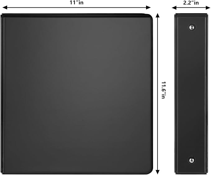 COMIX Sturdy 3 Ring Binder 1.5 inch with Clear View Cover, 1-1/2" Round Ring View Binder, PVC-Free, 300 Sheets Capacity of US Letter Size Paper, Office ＆ School Supplies, 6 Pack (Black)