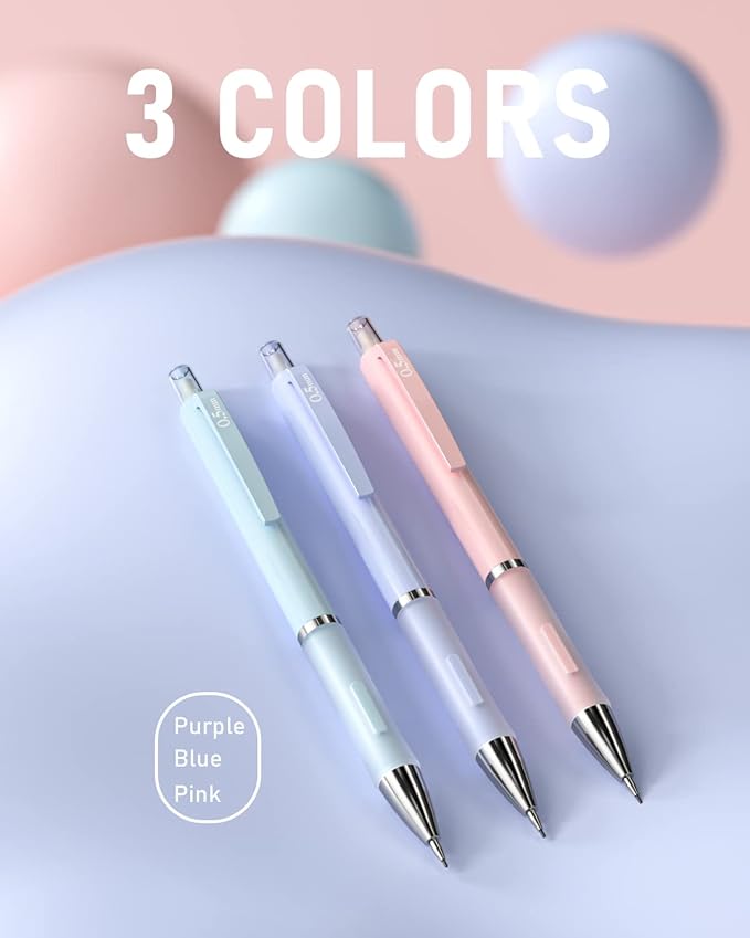 Nicpro 6PCS Pastel Mechanical Pencil Set with Case, 0.5 & 0.7 mm Cute Pencils with 12 tubes HB Lead Refills, 3 Erasers, Eraser Refills For School Supplies Student Writing, Drafting Drawing Sketching