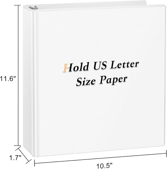 1-inch Slant D Ring View Binder - 3 Ring Binder for US Letter Size Paper, 12-Pack, White