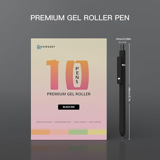 Gel Pens,0.5mm Fine Point Pens Smooth Writing japanese gel pens, High-End Series Black Ink cute gel pens for Journaling Note Taking, Office School Supplies (10 Pcs Black Gray-Black Ink)
