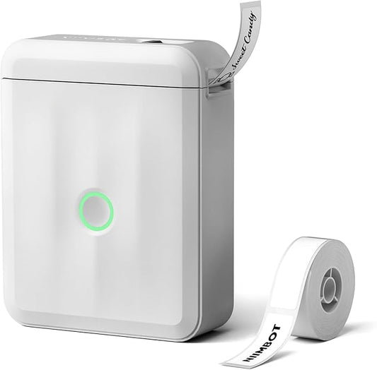 NIIMBOT Label Maker Machine with Tape, D110 New Version Mini Portable Bluetooth Thermal Printer, Sticker Maker Label Maker for Home Office Organization School, Light Gray