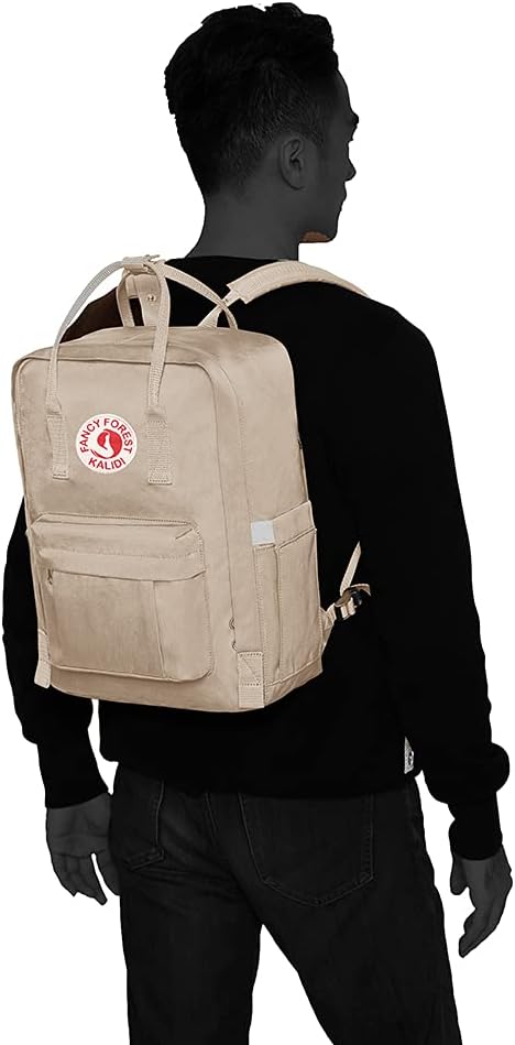 KALIDI Casual Laptop Backpack 15 Inches Classic Camping Rucksack Travel Outdoor Square Daypack College Hiking Gym Bag, Khaki