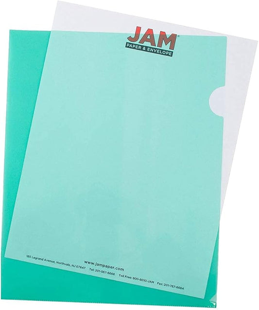 JAM PAPER Plastic Sleeves - Letter Size - 9 x 11 1/2 - Green Project Pockets - 12 Page Protectors/Pack
