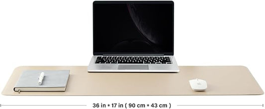 HOMIEAZICOZI Leather Desk Mat - Non-Slip PU Pad for Office and Home Organization Accessories Ideal Large Mouse Mats on Top of Desks (Champagne Gold,36''x 17'') (DPD-CG-L)