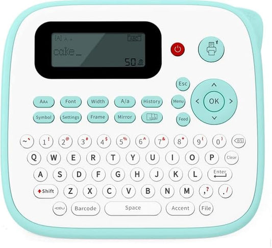 Label Maker Machine with Tape,D210S Portable Handheld Label Maker,QWERTY Keyboard Label Machine,with AC Adapter and 12mm 231 Tape, Easy to Use for Home Office School Label Organization,Green