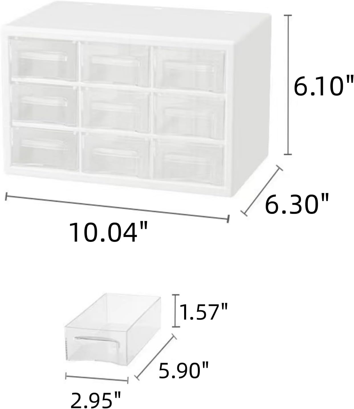 Feadily 1PCS Large Drawer Organizer for Desk, Desktop Drawer Organizer with 9 Clear Drawers, Plastic Desktop Storage Drawers 10.04 Inch x 6.30 Inch x 6.10 Inch, White
