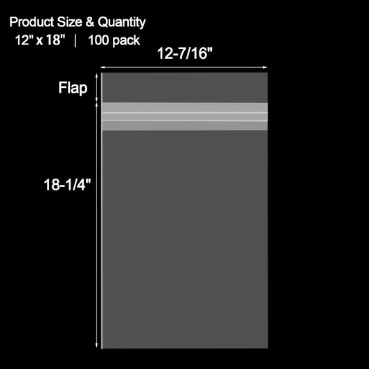 AUEAR, 12"x18" (100 Pack) Clear Plastic Sleeves - Acid Free 1.6Mil Crystal Resealable Bags -Fit for Prints, Photos, Documents, Clothing, T-Shirt