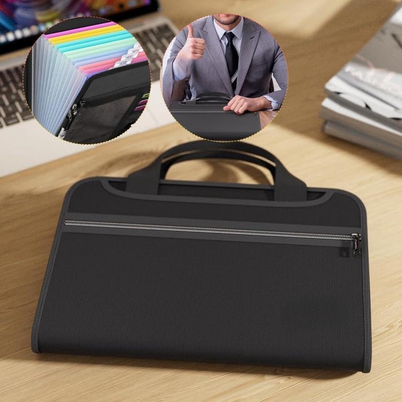 Large Capacity A4 Fireproof File Folder with Handle, Waterproof & Dustproof Accordion Document Organizer with Multiple Pockets for Home, Office & Travel (2 Set)