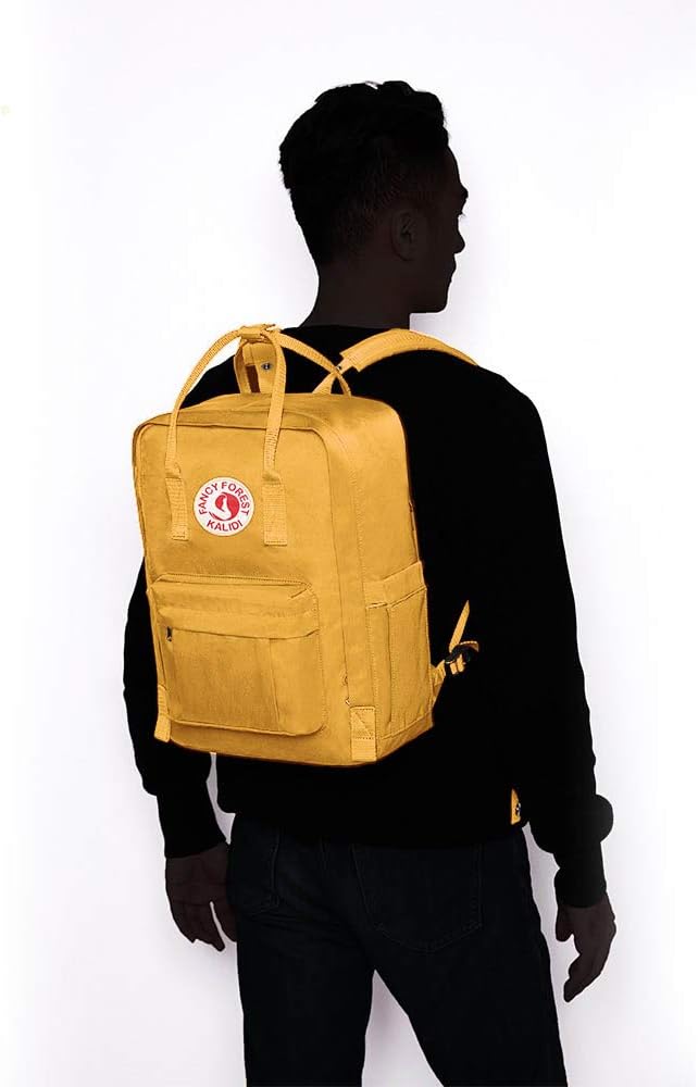 KALIDI Casual Laptop Backpack 15 Inches Classic Camping Rucksack Travel Outdoor Square Daypack College Hiking Gym Bag, Yellow