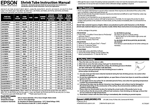 Epson LABELWORKS 214STBWPX Genuine Tape Cartridge - Black on White Shrink Tube Industrial Label Maker Tape - AWG 0-5, 9/16" (14MM) Wide, 8 ft (96")