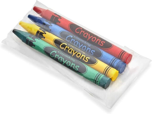 CrayonKing 25 Sets of 4-Packs (100 Bulk Crayons) – Non-Toxic, Individually Wrapped, Perfect for Parties, Restaurants, Classrooms & More