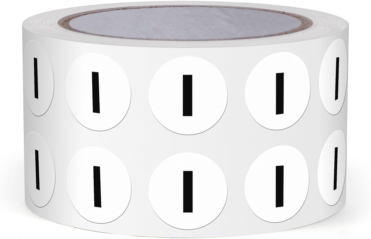 Letter I Round Labels 0.5 Inch Vinyl Circle Capital Alphabet Stickers Self-Adhesive Removable Waterproof Dots Tags for Home Office Inventory 1000 PCS