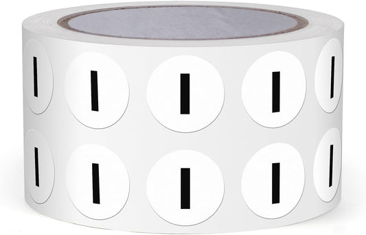 Letter I Round Labels 0.5 Inch Vinyl Circle Capital Alphabet Stickers Self-Adhesive Removable Waterproof Dots Tags for Home Office Inventory 1000 PCS