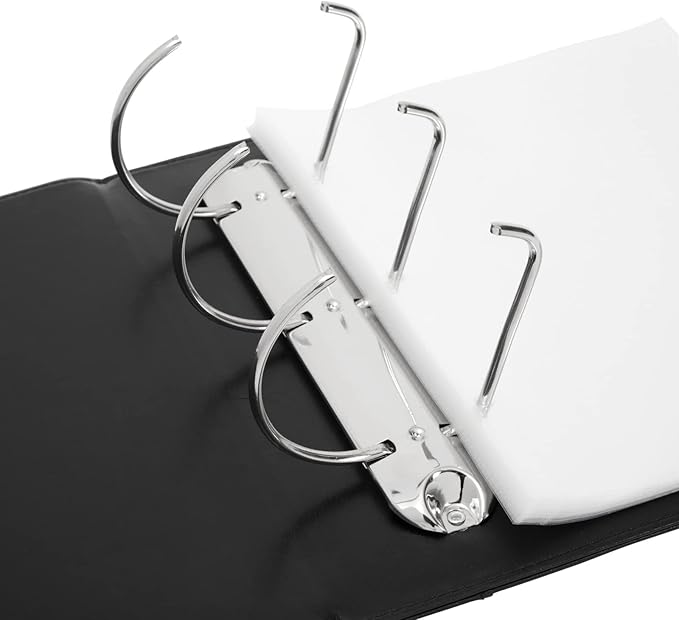 Playbill Binder - 10 x 9.5 in, 4-Inch Spine, 3-Ring, Black Leatherette Cover - Folder with 30 Plastic Sleeves - 2 Pockets Per Sleeve