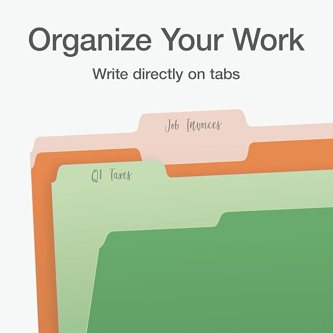 Pendaflex Colored File Folders Letter Size - 240 Pack of 12 Assorted Color Folders for Documents - 1/3-cut Tabs