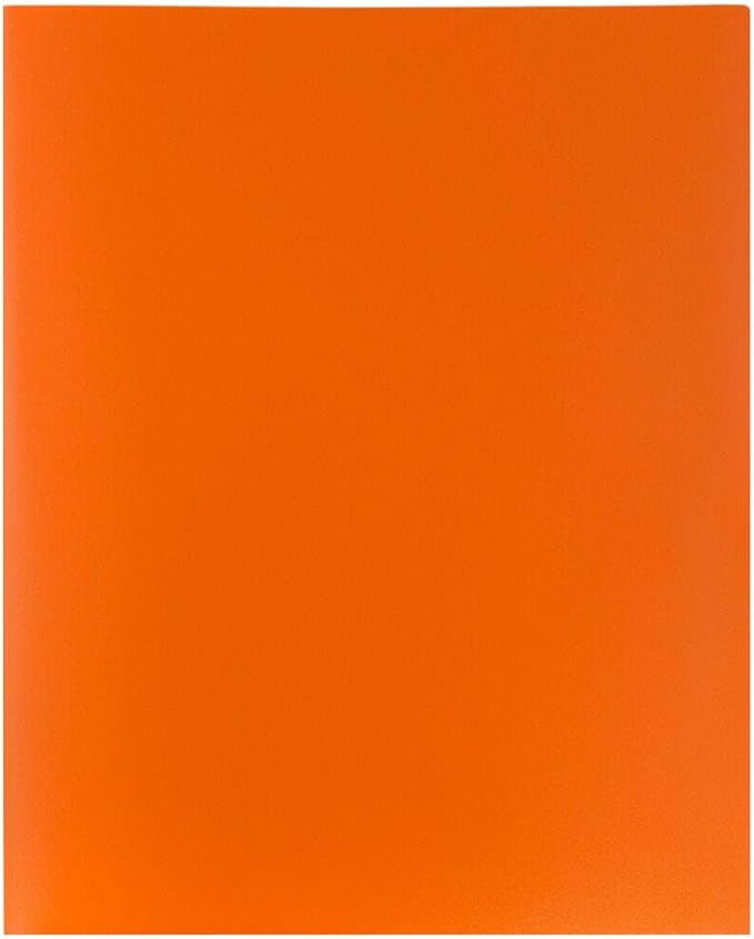 JAM PAPER Plastic 2 Pocket POP Folders - Durable School Folders - Orange - 3/Pack