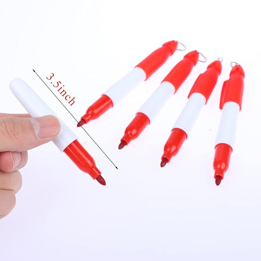 50 Pcs Mini Permanent Markers with Cap Clips Golf Ball Marker Pen Dry Erase Markers with Triangle Hook Golf Keychain Clips for Badge Red Ink Pens for Office School Outdoor Activities,Fine Point