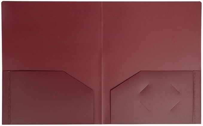 JAM PAPER Heavy Duty Plastic 2 Pocket Extra Tough School Folders - Burgundy - 6/Pack