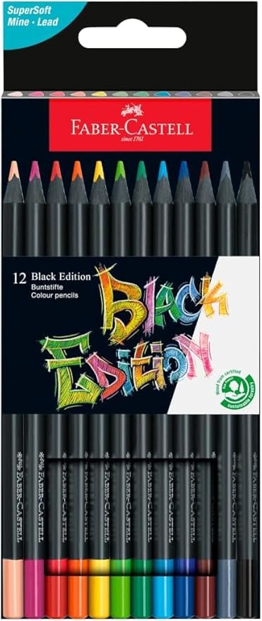 Faber-Castell Black Edition Colored Pencils, Classic 1 Count (Pack of 12)