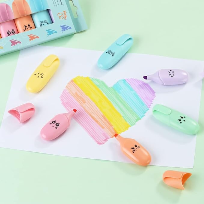 12 pieces Kawaii School Supplies Assorted Colors Cute Mini Highlighters Kawaii Design Gift Highlighter Marker Pen