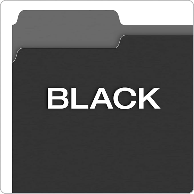 Pendaflex Letter Size Black File Folders, 1/3-cut Tab - 100 Pack
