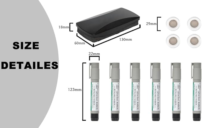 Dry Erase Markers Set 11pcs Whiteboard Markers Comber sets,6 Whiteboard Markers with 4 super strong magnetics & 1 Dry Eraser Bundle of White Board Dry Erase Markers (Black Markers)