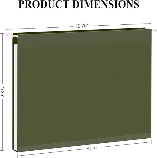 ViVin Hanging File Folders, 1/5-Cut Adjustable Tabs with 24 Per Box, 1 Inch Expansion, 24 Pack Letter Size Hanging File Folders, Designed for Office Home School Filing Cabinet(Green)