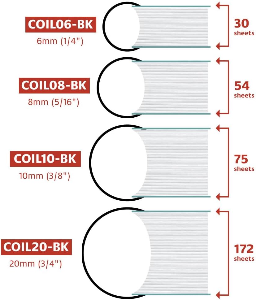 TruBind 6mm (1/4 in.) Spiral Binding Coils for Reports, Presentations and Proposals | 4:1 Pitch | 12 in. Length | Black | 30 Sheets Binding Capacity | 100 Pack
