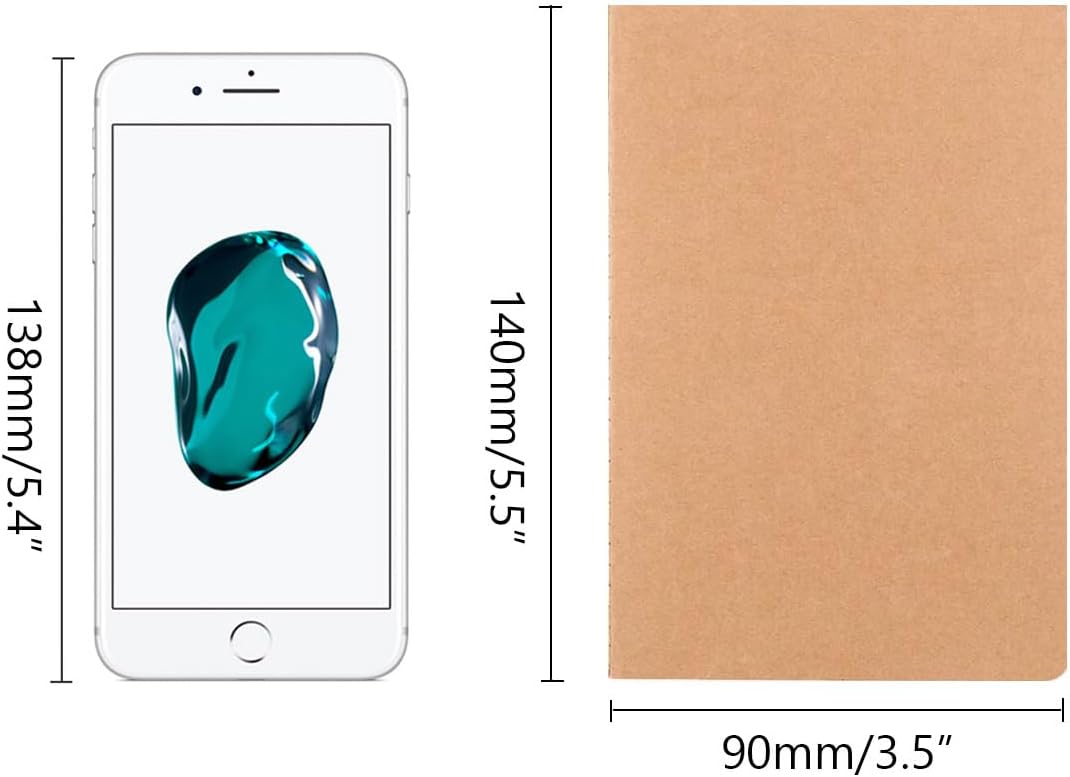 20 Pack Blank Small Pocket Notebook Journals Bulk with Thick Unlined Paper, 60 Pages, 5.5x3.5 inch, A6 Size, Easy to Carry, Kraft Cover, Diary Writing Sketchbook Subject Notebooks Planner