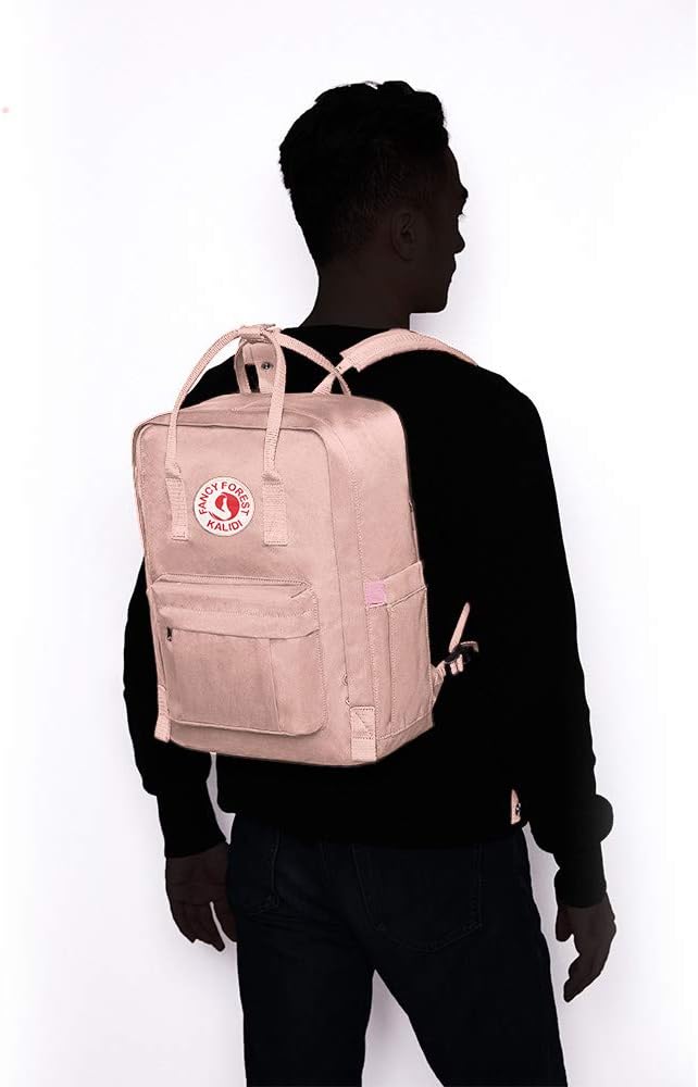 KALIDI Casual Laptop Backpack 15 Inches Classic Camping Rucksack Travel Outdoor Square Daypack College Hiking Gym Bag, Pink