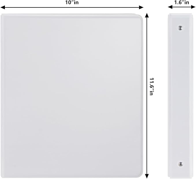 COMIX Sturdy 3 Ring Binder 1 inch with Clear View Cover, 1" Round Ring View Binder, PVC-Free, 200 Sheets Capacity of US Letter Size Paper, Office ＆ School Supplies, Pack of 12 (White)