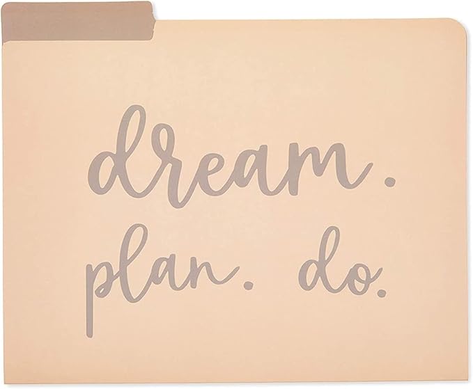 12 Pack Decorative File Folders, Letter Size for Women, Cute Earth Tone Aesthetic Office Supplies with Inspirational Sayings, 1/3 Cut Tabs (11.5 x 9.5 in)