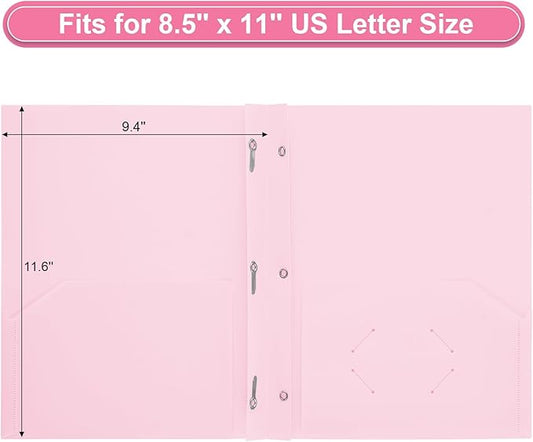 SUIN Plastic Project-Folders with 2 Pockets & 3 Prong, Bulk Pack Project File-Folder for US Letter Size Papers, Ideal for School & Office, Assorted Pastel Colors (Pastel Pink - 12 Packs)