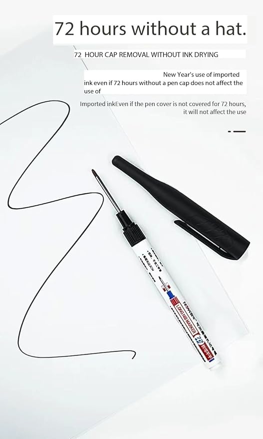 Long Head Deep Hole Marker, 20mm/30mm/45mm head deep hole marker 2025 Upgrade, Permanent, Quick-dry, Waterproof Long Nib, Colorful Carpenter Deep Reach Markers, 4 Color Set (32MM LONG HEAD)