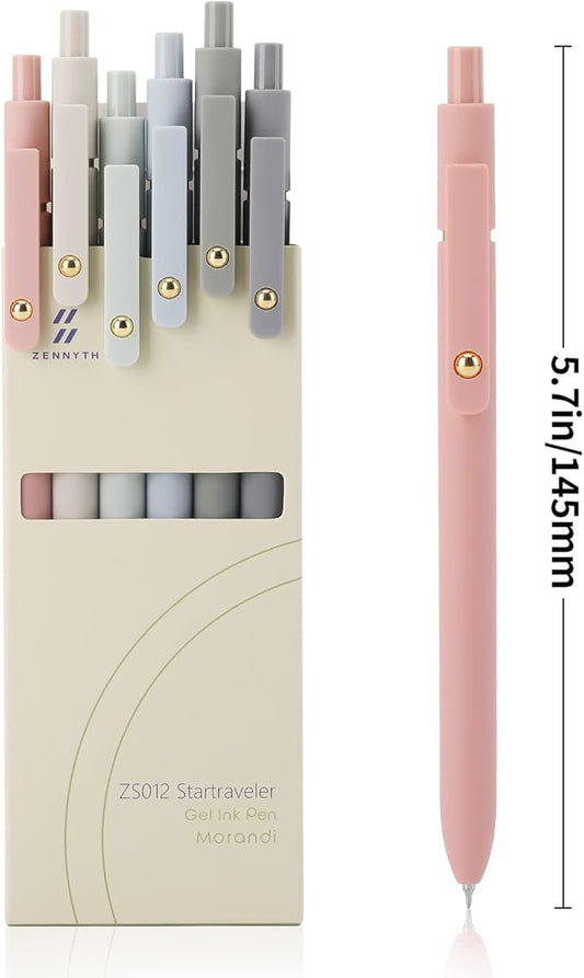 Ddaowanx Gel Pens, 12 Pcs 0.5mm Quick Dry Black Ink Pens Fine Point Smooth Writing Pens, Cute Office School Supplies Gifts for Women (12 Pcs Morandi-Black Ink)