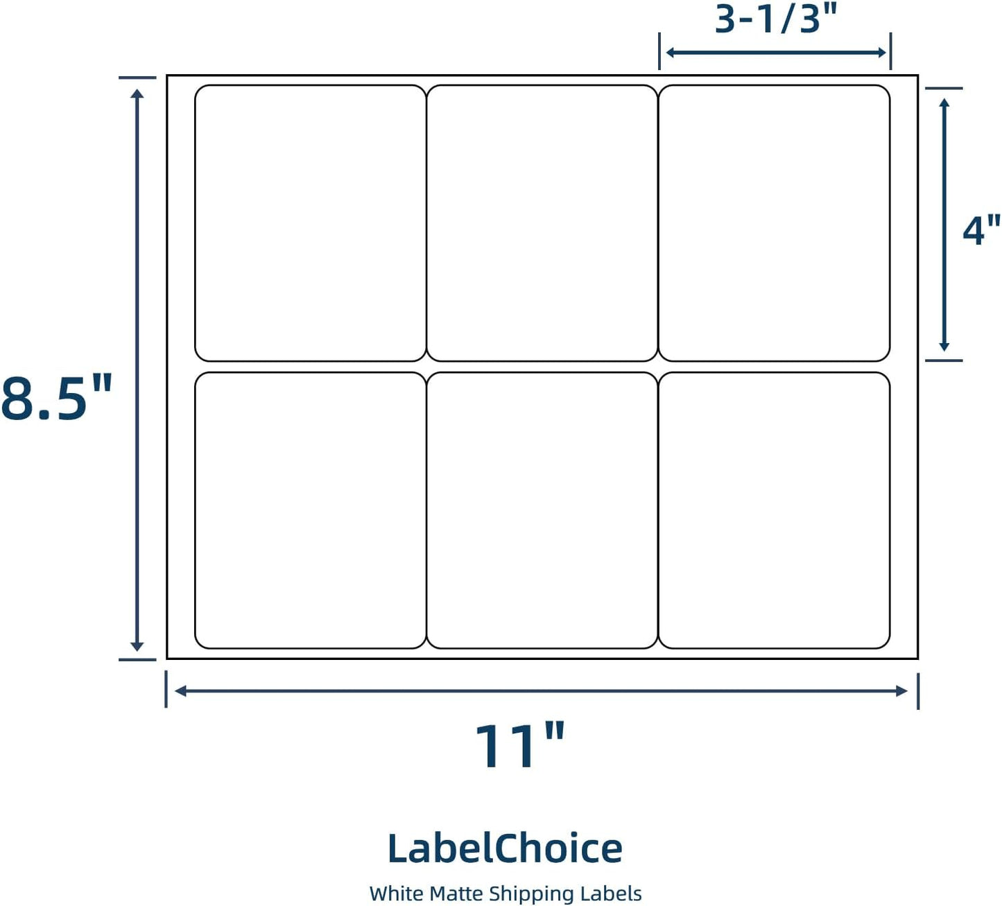 500 Sheets 3000 Pcs 3-1/3 x 4 6 Up Shipping Address Labels for Laser & Inkjet Printers, 3-1/3" x 4" 6 per Sheet Shipping Mailing Stickers, 6 Labels per Page