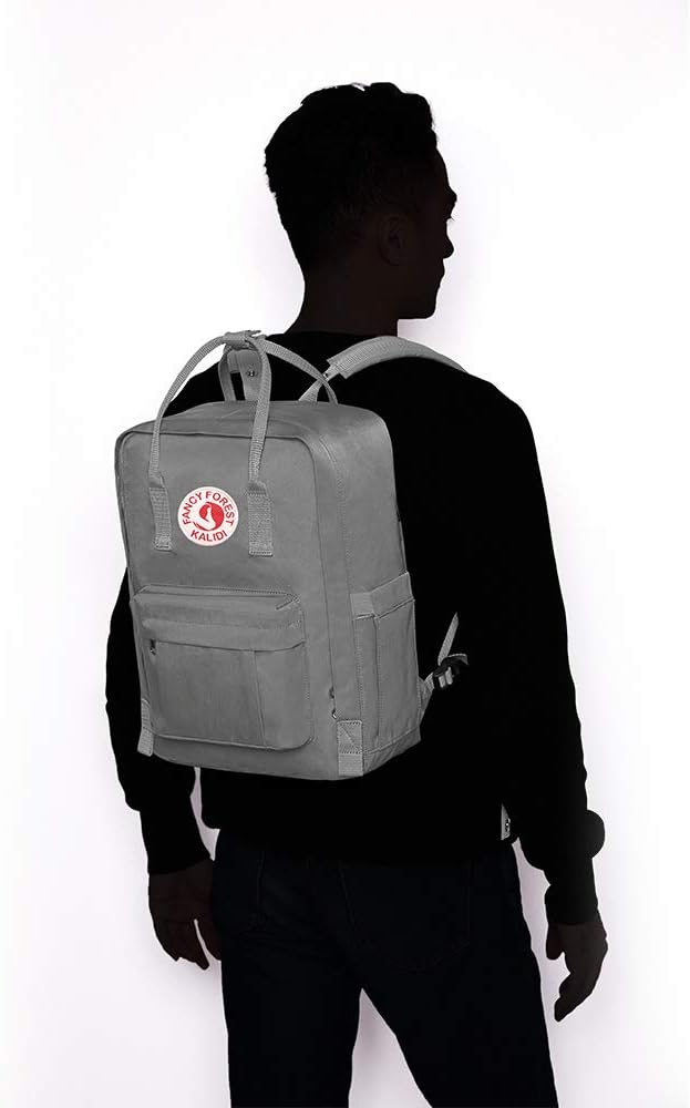 KALIDI Casual Laptop Backpack 15 Inches Classic Camping Rucksack Travel Outdoor Square Daypack College Hiking Gym Bag, Grey