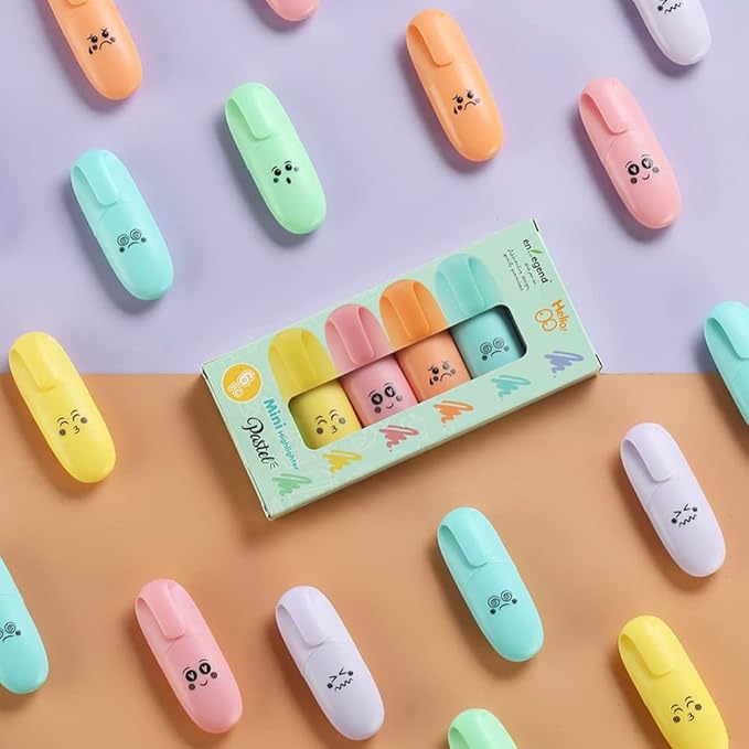 12 pieces Assorted Colors Aesthetic Highlighters Chisel Tip Kawaii Stuff Gift Mini Highlighters Pen