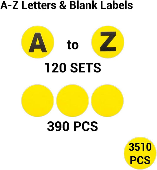 3510 Pcs A to Z Round Self Adhesive Alphabet Stickers Labels Signs- 120 Sets Multipurpose Small Letter Stickers