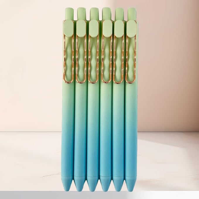 Fengtaiyuan Lv05, Stylish Gradient Color Pen, Black Ink, 0.5mm Extra Fine, Gel Ink Rollerball Pens, Writting Smooth, Rubber Spray (Lv05)