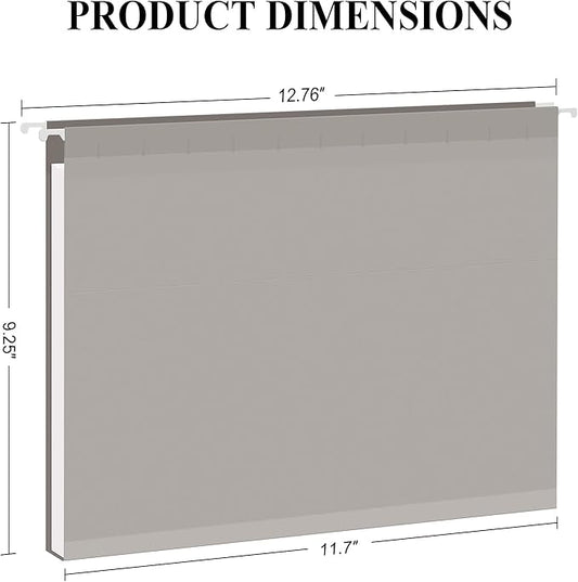 ViVin Hanging File Folders, 1/5-Cut Adjustable Tabs with 24 Per Box, 1 Inch Expansion, 24 Pack Letter Size Hanging File Folders, Designed for Office Home School Filing Cabinet(Gray)