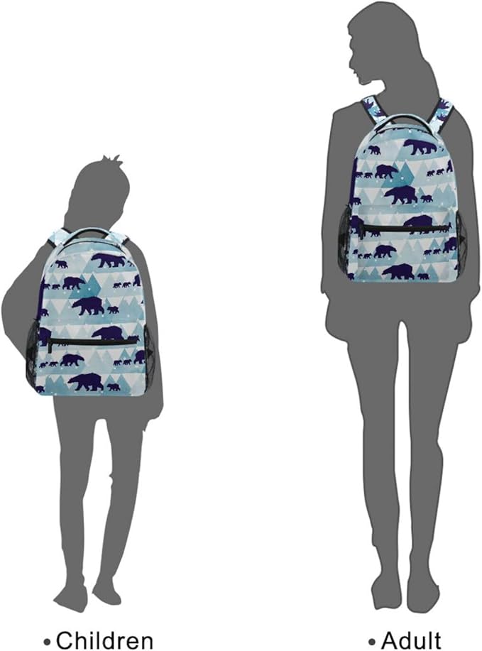 SUABO Polar Bear Backpack for School Student Laptop iPad Tablet Travel School Bag for Boys Daypack