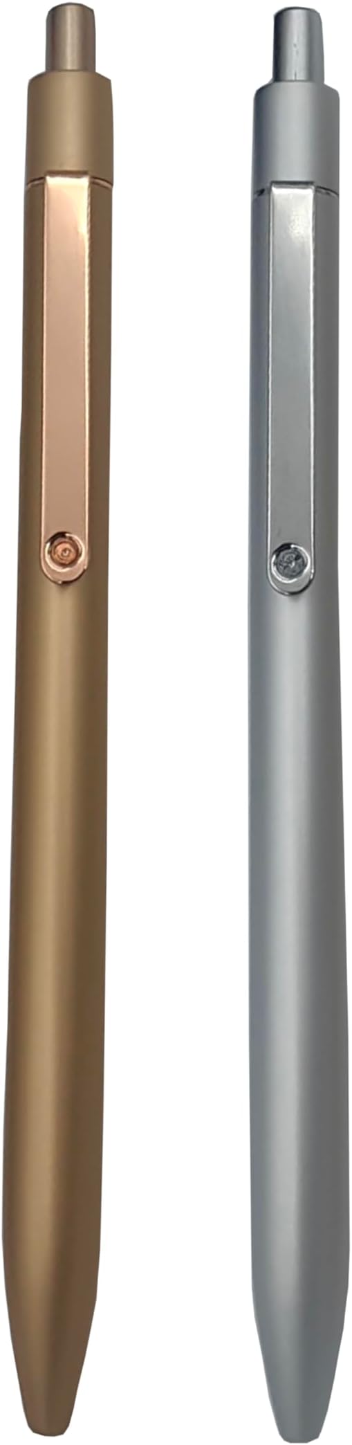 Pens 0.5MM Retractable Metal Gel Pen, Rose gold and silver gray fancy pen Premium Metal Barrel nice pens Smooth Writing Archival Ink Leak-Proof, Ideal office Gift Set,sisters, lovers - 2 Pens.