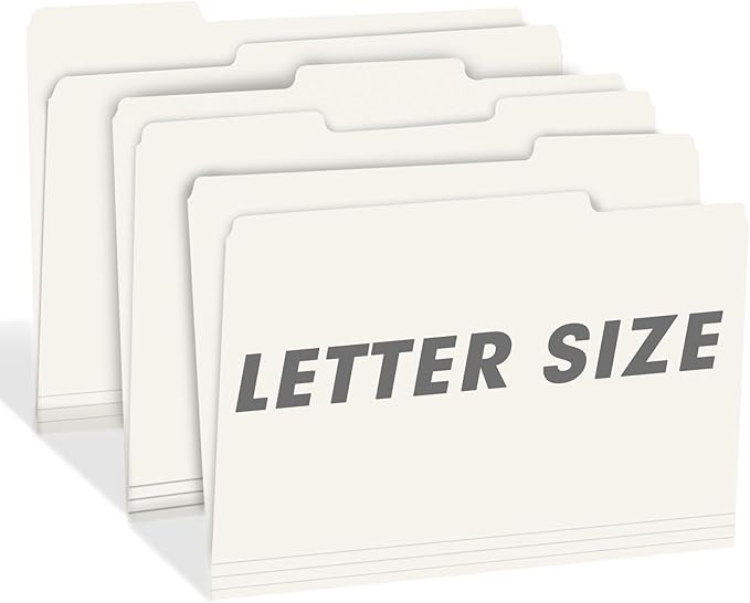 File Folder, RAZCC 150 Pack 1/3 Cut Tab File Folders Letter Size, Folders for Dcouments, Folders with Tab Great for Organizing and Easy File Storage, White