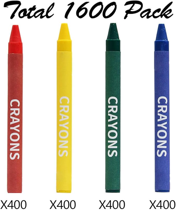 Madisi Crayons Bulk Pack, Regular Size, 4 Colors, 400 Packs, 1600 Count